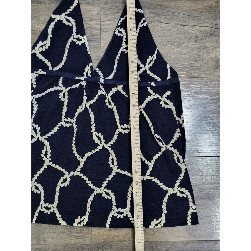 J. Crew Tank Top Women's Halter Neck size M Blue Nautical Beach